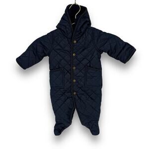 Ralph Lauren Hooded Barn Bunting Baby Quilted Snowsuit  Newport Navy Blue 3M
